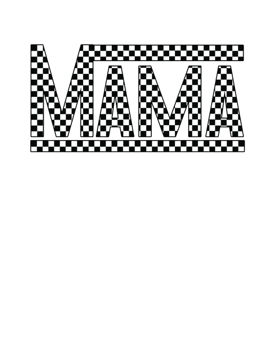 A black and white checkered Vans Mama Tee, 100% ring-spun cotton, medium weight, relaxed fit, durable double-needle stitching, tubular shape without side-seams.